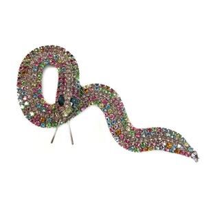 Vintage Kenneth J Lane KJL Multi Color Rhinestone Huge Snake Serpent Brooch pin